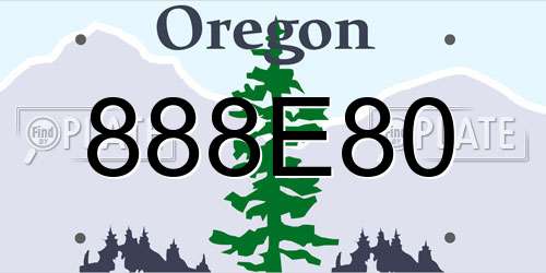 888E80 Oregon License Plate