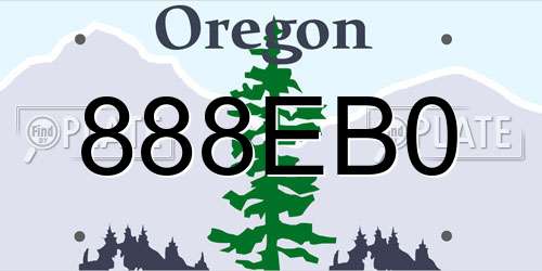 888EB0 Oregon License Plate