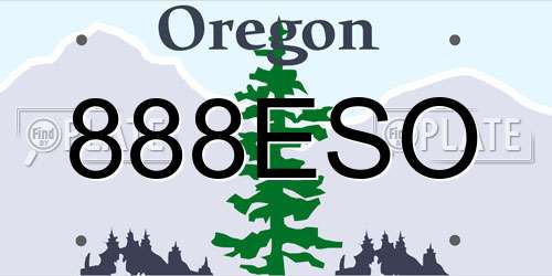 888ESO Oregon License Plate
