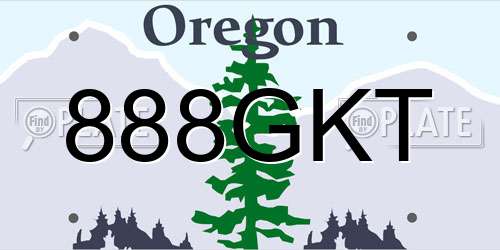 888GKT Oregon License Plate
