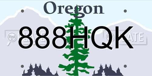 888HQK Oregon License Plate