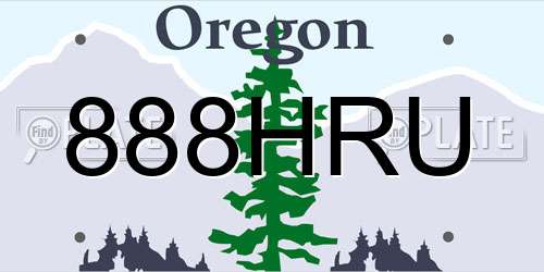888HRU Oregon License Plate