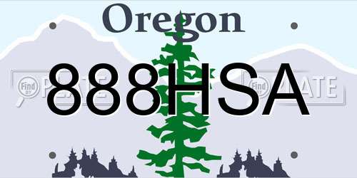 888HSA Oregon License Plate