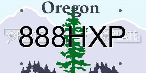 888HXP Oregon License Plate