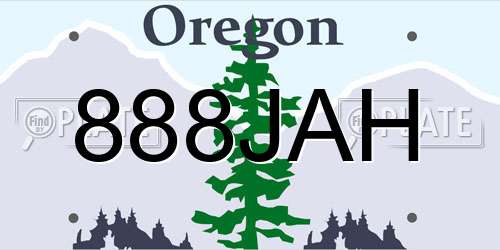 888JAH Oregon License Plate