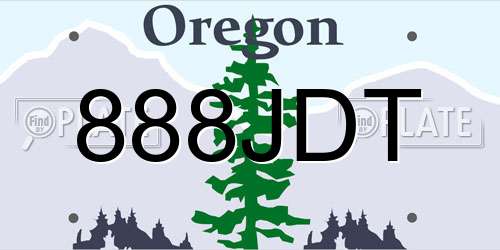 888JDT Oregon License Plate