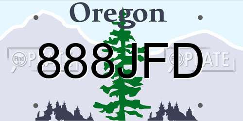 888JFD Oregon License Plate