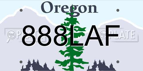 888LAF Oregon License Plate