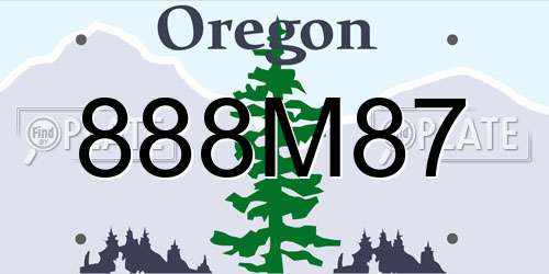 888M87 Oregon License Plate