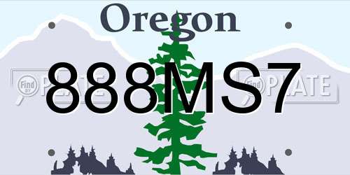 888MS7 Oregon License Plate