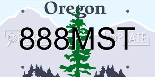 888MST Oregon License Plate