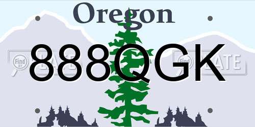 888QGK Oregon License Plate