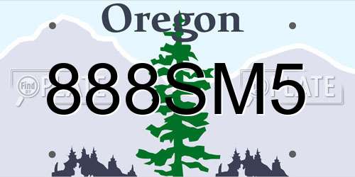 888SM5 Oregon License Plate