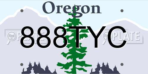888TYC Oregon License Plate