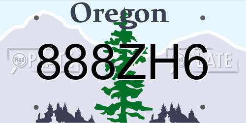 888ZH6 Oregon License Plate