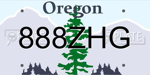 888ZHG Oregon License Plate
