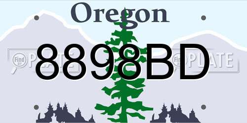 8898BD Oregon License Plate