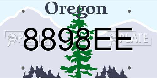 8898EE Oregon License Plate