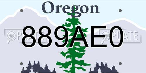 889AE0 Oregon License Plate