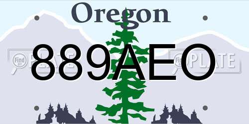 889AEO Oregon License Plate