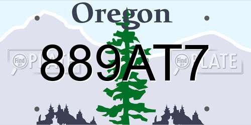 889AT7 Oregon License Plate