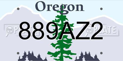 889AZ2 Oregon License Plate