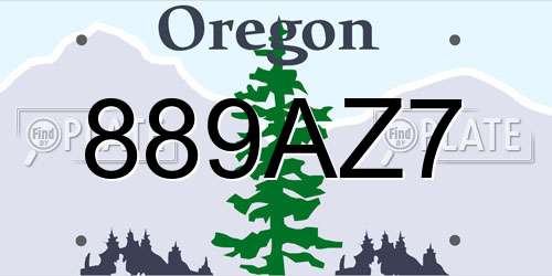 889AZ7 Oregon License Plate