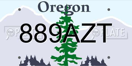 889AZT Oregon License Plate