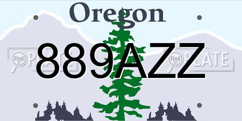 889AZZ Oregon License Plate