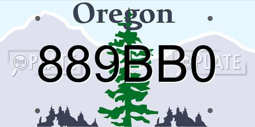 889BB0 Oregon License Plate