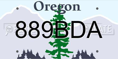 889BDA Oregon License Plate