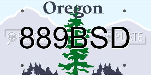 889BSD Oregon License Plate
