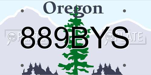889BYS Oregon License Plate
