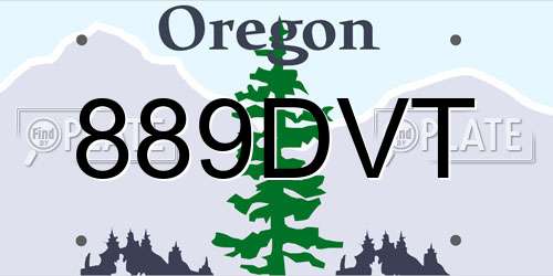 889DVT Oregon License Plate