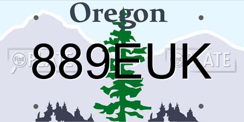 889EUK Oregon License Plate