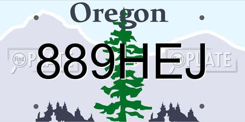889HEJ Oregon License Plate