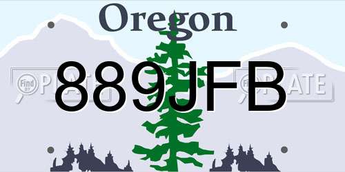889JFB Oregon License Plate