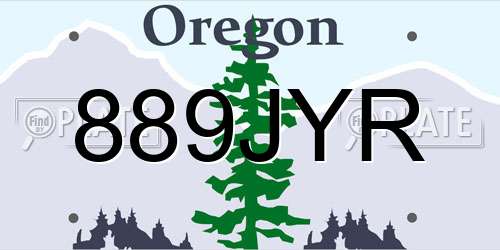 889JYR Oregon License Plate