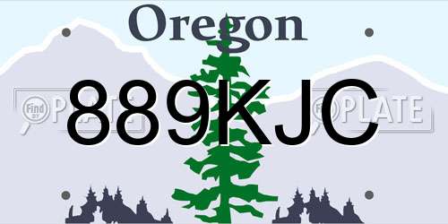 889KJC Oregon License Plate