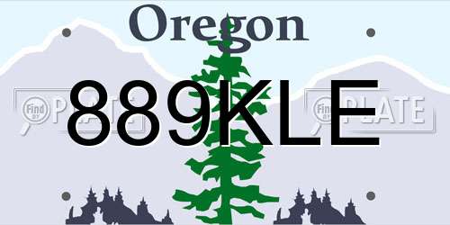 889KLE Oregon License Plate