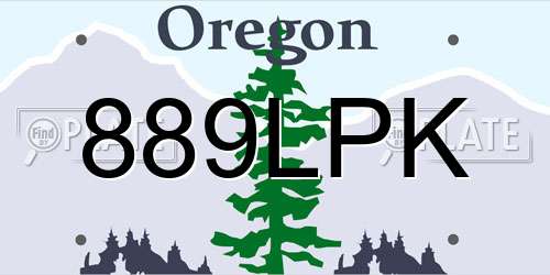 889LPK Oregon License Plate