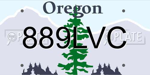 889LVC Oregon License Plate