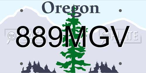 889MGV Oregon License Plate