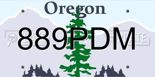 889PDM Oregon License Plate