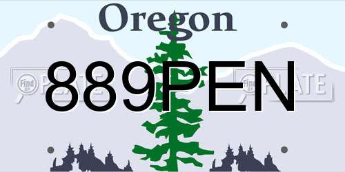 889PEN Oregon License Plate