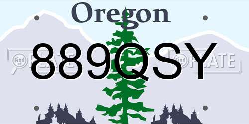 889QSY Oregon License Plate