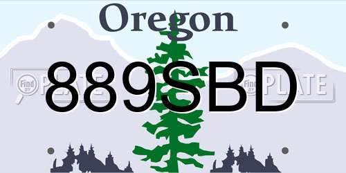 889SBD Oregon License Plate