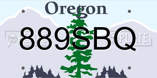 889SBQ Oregon License Plate
