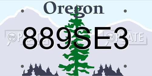 889SE3 Oregon License Plate