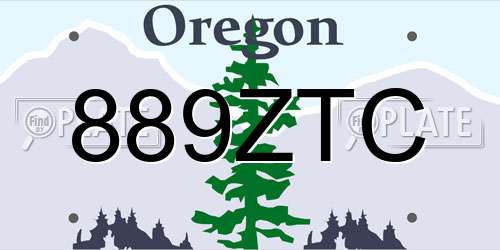 889ZTC Oregon License Plate
